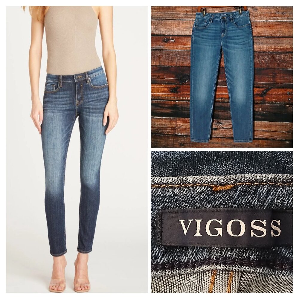 VIGOSS Jeans 31 Jagger Skinny Ankle Crop Mid Rise Blue Denim Stretch